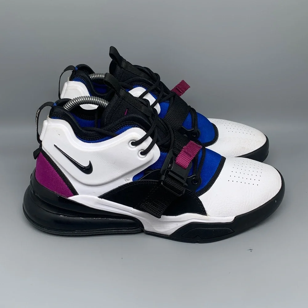 Nike Air Force 270 White Black Purple‎ Basketball Shoes AH6772-101 Men’s Sz 11